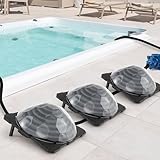 IRONMAX Solar Pool Heater for Above-Ground & Inground Pools, Outdoor Swimming Heater with Dome Cover, Foldable Legs & Rotatable Hose Connectors for Easy Setup (3, Black)