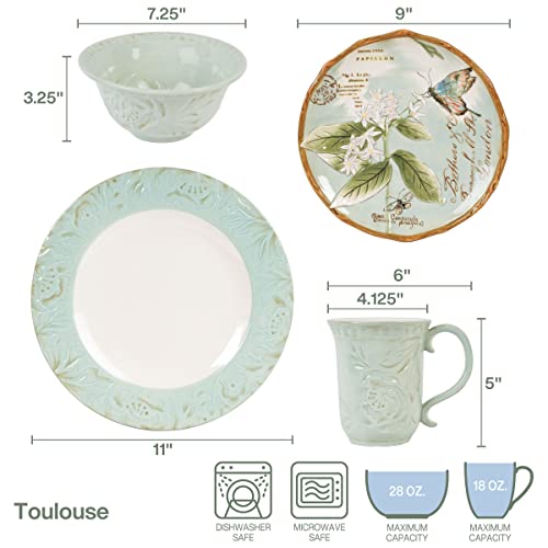Fitz-Floyd-Fitz-and-Floyd-Toulouse-Green-16-Piece-Dinnerware-Set-Service-For-4-Green Fitz Floyd Fitz and Floyd Toulouse Green 16 Piece Dinnerware Set Service For 4 Green