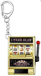 Slot Machine Keychain Mini Casino Key Chains Kawaii Keychain for Graduation Las Vegas Party Gifts Party Decorations, Golden and Silver (gold)