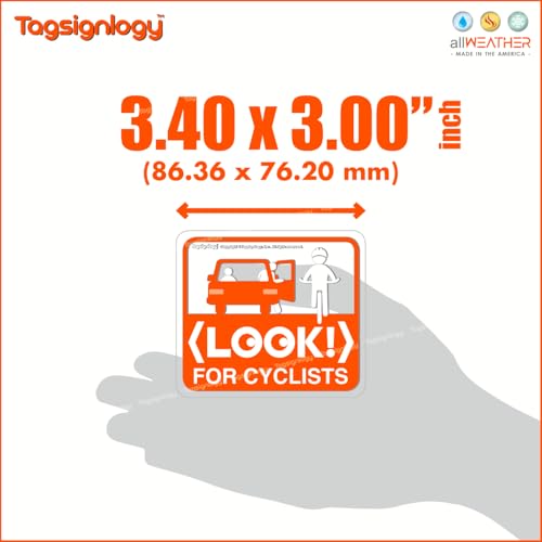 Image of (2 pcs) Look For Cyclists Bicycle Safety Notes for Passenger & Driver UB LY Taxi Car Service Caution Sign Transparent UV Weatherproof Waterproof Clear Vinyl Stickers