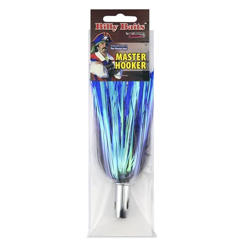 Billy Baits Master Hooker Lure, Pearl/Blue Shimmer, Concave Head, 5.5 inch