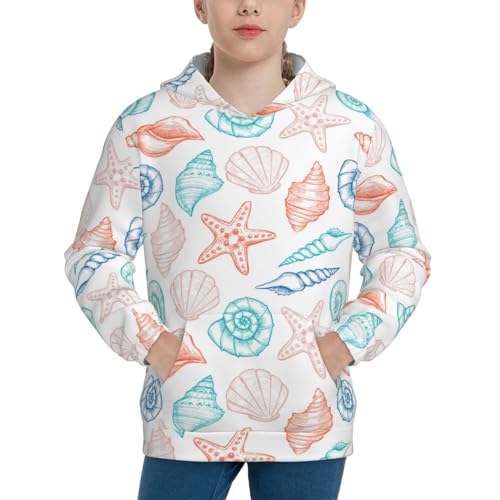 Colorful Seashells1 Kid Hoodies Boys Sweatshirts Girls Pullover with Pocket