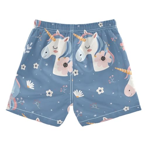 Cute Unicorn Head A Boys Swim Trunks Toddler Shorts Swimwear Boardshorts2