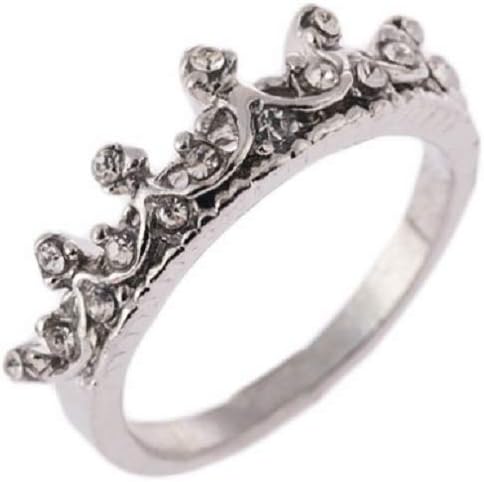 MAIHAO Fashion Princess Silver Rhinestone Crown Wedding Rings Size(6-10) (US code 8)