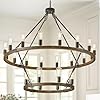 2 tier wooden wagon wheel chandelier 433 farmhouse 24 lights168 black rustic light fixture 2 story round wood chandelier for high ceiling living dining room foyer villa  urban country home decor