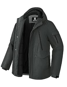 Pioneer Camp Veste d'hiver pour homme, chaude, imperméable, doublée de polaire, coupe-vent, avec 9 poches, Parka pour homme, manteau de plein air à capuche (S-XXL), XL