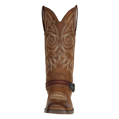 J's.o.l.e Women's Wide Square Toe Cowgirl Cowboy Boots Mid Calf American Flag Patriot Western Boots Brown Us Size 10 #TOP1