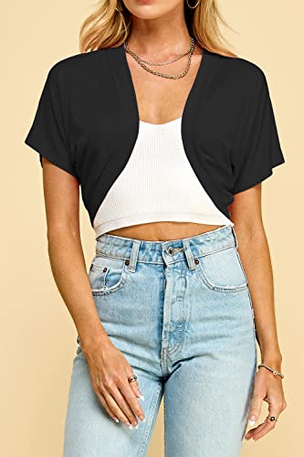 Lock and Love Women's Versatile Open Front Lightweight Short Sleeve Bolero Shrug3