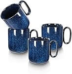 vicrays Ceramic Coffee Mugs Set of 4 Glazed Coffee Mugs with Handle for Coffee, Latte, Tea, Milk, Cocoa, for Men and Women, Blue