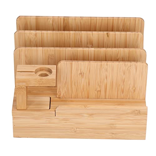 NDNCZDHC Bamboo Charging Station Cell Phone Wood Charging Stations Organizer with USB Charger Pot for Multiple Devices