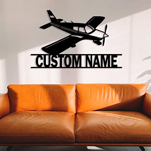 Personalized Family Name Sign Custom Airplane Name Sign Customized Plane Metal Sign Wall Art Unique Gift For Pilot Indoor Outdoor Sign 8Inch #TOP6
