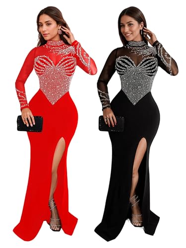 Image of Figdaw Rhinestone Embellished Formal Gowns and Evening Dresses for Women 2026