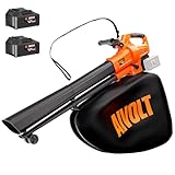 AIVOLT Brushless Leaf Blower Vacuum Mulcher 40V, Cordless Leaf Vacuum with 40L Bag, Turbo Power, 2x4.0Ah Batteries & Charger, 3-in-1 for Lawn Care, Patio Cleaning