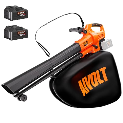 AIVOLT Brushless Leaf Blower Vacuum Mulcher 40V, Cordless Leaf Vacuum with 40L Bag, Turbo Power, 2x4.0Ah Batteries & Charger, 3-in-1 for Lawn Care, Patio Cleaning
