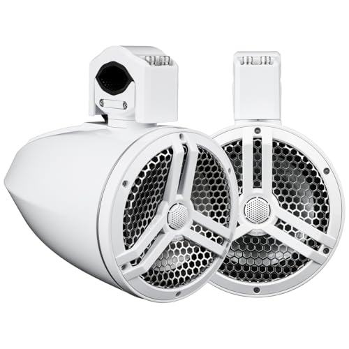 Image of Skar Audio SK8M-TWR 8 inch 2-Way Marine Full Range 500 Watt Coaxial Speakers, Pair (White)
