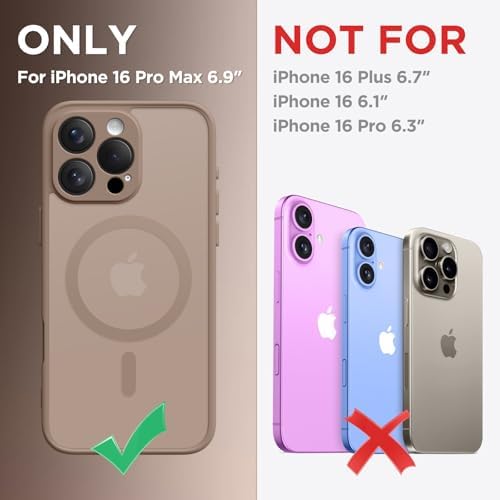 CAPRARO Magnetic Compatible with iPhone 16 Pro Max Case, Upgraded [Full Camera Protection] [Compatible with MagSafe] Protective Translucent Matte Women Phone Case Cover, Withered Brown
