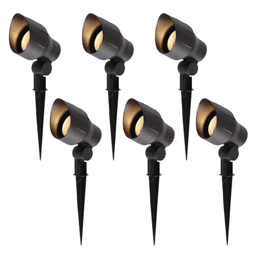 MULANDI Low Voltage Landscape Spotlights - 20W 12V LED Outdoor Lighting, 3000K Warm White, Adjustable Die-Cast Aluminum Lights for Garden, Yard, and Patio 6 Pack