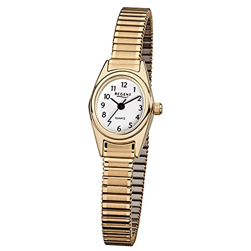 Regent Damenarmbanduhr Edelstahl goldplattiert Zugband F263
