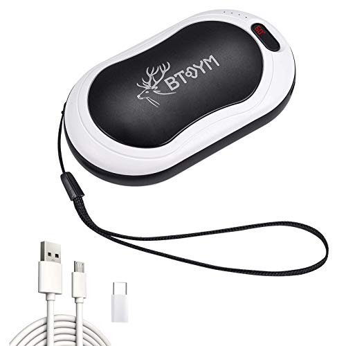 BTOYM Calentadores de Manos de 10000 mAh Recargables, Calentador de Manos eléctrico de Bolsillo de calefacción, Banco de energía portátil con alimentación USB, Calentador de Manos Reutilizable