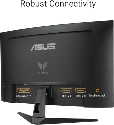 Image of ASUS TUF Gaming 31.5 inch Curved HDR Monitor - QHD (2560 x 1440), 180Hz, 0.5ms, 1500R, Fast IPS, ELMB, AMD FreeSync, 90% DCI-P3, Low Blue Light, DisplayPort & 2 x HDMI, Tilt, VESA, Black