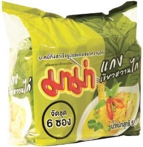 Mama Noodle Green Curry Chicken 55 G. Pack 6