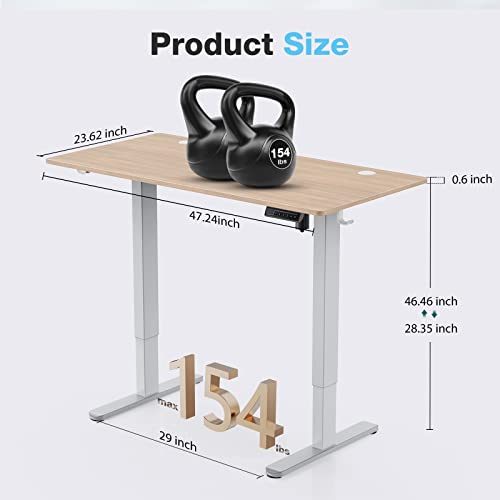 Sweetcrispy Electric Standing Desk,48 x 24in Adjustable Height Electric Stand up Desk Standing Computer Desk Home Office Desk Ergonomic Workstation with 3 Memory Controller, Bamboo Texture