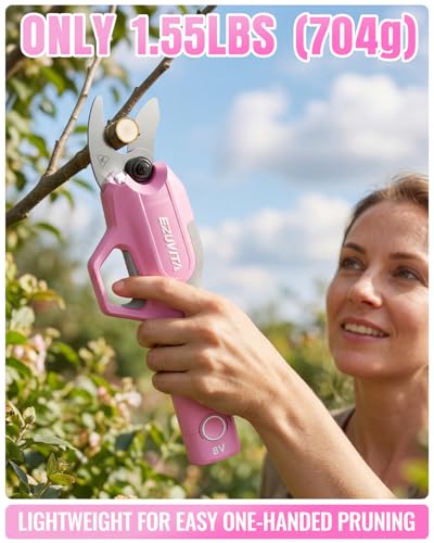 Image of Cordless Electric Pruning Shears, SK5 Blade & 2000mAh Removable Battery Powered Pruning Shears with Hand Pruners for Gardening, Tree Branch & Orchard Trimming Pink