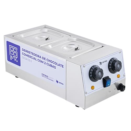 Derretedeira de Chocolate Elétrica Comercial com 2 Cubas, 0,8 kW, Aço Inox - 220V
