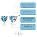 Peora Swiss Blue Topaz Heart Stud Earrings 925 Sterling Silver, Genuine Gemstine Solitaire Scroll Gallery, 2 Carats Total 6mm, Friction Back