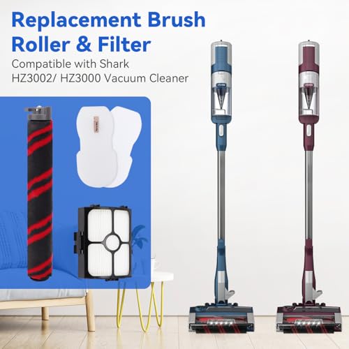 Image of HZ3002 Replacement Brush Roller and Filters for Shark HZ3002 / HZ3000 Vacuum Cleaner - Replace Parts XFFKHZ3000 XHFHZ3000, 1 Brush Roller 2 HEPA Filters & 2 Foam and Felt Filters