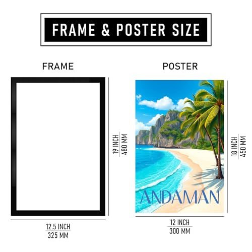 Image of CodersParadise Andaman Premium Framed Wall Poster(12x18Inch) |Tropical Beach & Island Scenery Wall Art |Ready-to-Hang Aesthetic Home Decor for Bedroom, Living Room & Office | Wall Mount Display Frame