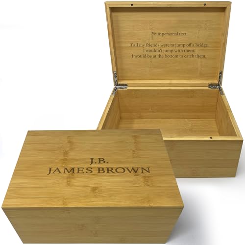 Personalized Wooden Keepsake Box with Hinged Lid, Unique Memory Box with Custom Message, Large Decorative Storage for Keepsakes, Romantic Couple Gift on Anniversary or Wedding, 11x8x4,75 in