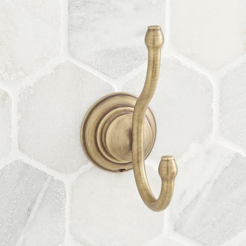 Signature Hardware 948234 Beasley Double Robe Hook - Aged Brass