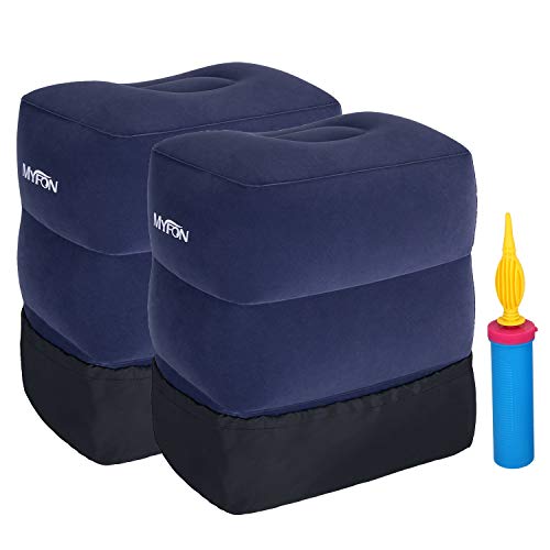 Aufblasbares Reise-Fußstützkissen, verstellbare Höhe, Beinstützkissen für Autos, Zuhause, Büro, Züge, Flugzeug, für Babys, Kinder, Kleinkinder, Blau, 2 Stück Cover