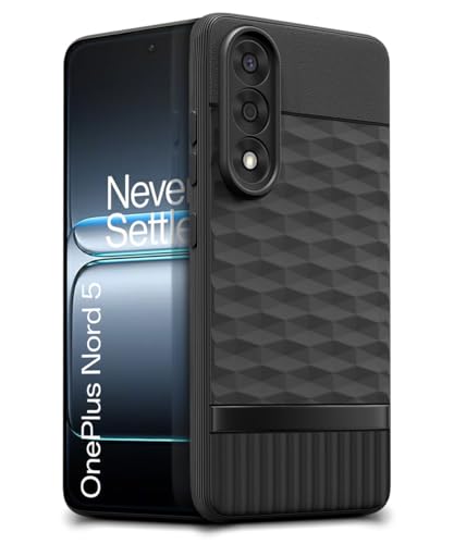 Image of WOW IMAGINE Back Cover for 1+ OnePlus Nord 5 with Hexa Cube Design | Ultra Slim Soft Rubberised Case | Inner Velvet Fabric | Matte Silicone Flexible Mobile Case | Camera Protection - Black