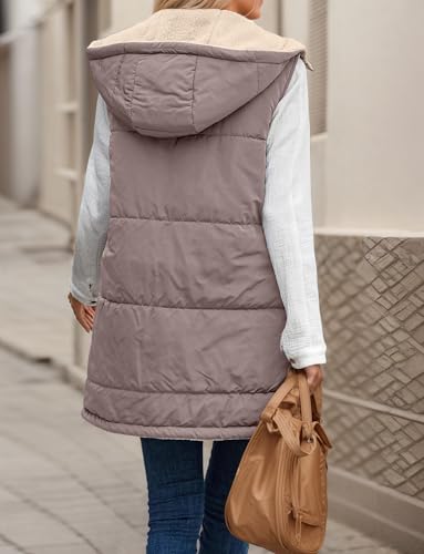 Chaleco invierno mujer acolchado largo chaqueta sin mangas capucha Maeau morado S 2