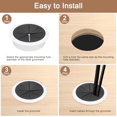 Cache-trou pour câble de bureau 80 mm réglable pour organiser vos cordons - 5