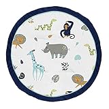 Sweet Jojo Designs Turquoise and Navy Blue Safari Animal Playmat Tummy Time Baby and Infant Play Mat...