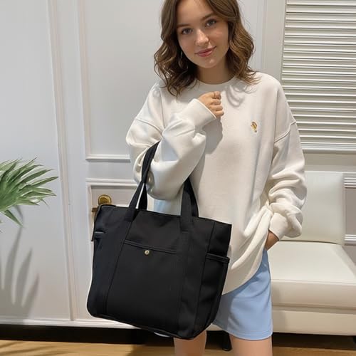 Bolso Tote de Lona con Cremallera y Bolsillos para Botellas miniatura 1