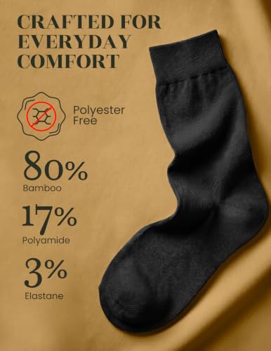 Image of Hugh Ugoli Womens Thin Soft Bamboo Dress Socks, Business, Crew, 3-6 Pairs