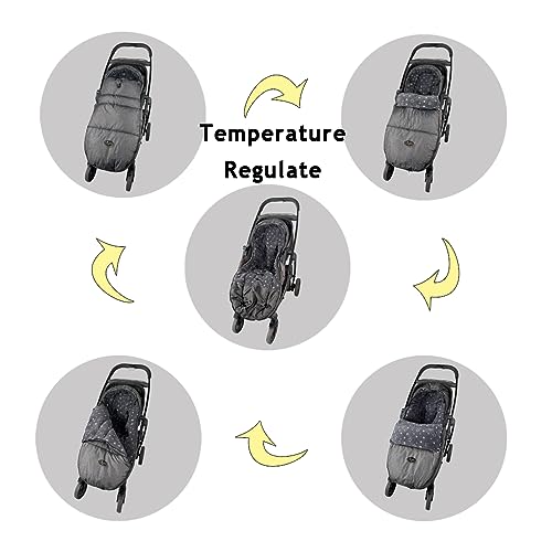 CozyMe Stroller Footmuff, Stroller Hooded Blanket for Toddler, Stroller Bunting Bag with Multi Purpose Fleece Lined Warm Winter Stroller Cover, M6-4T,Heather Grey