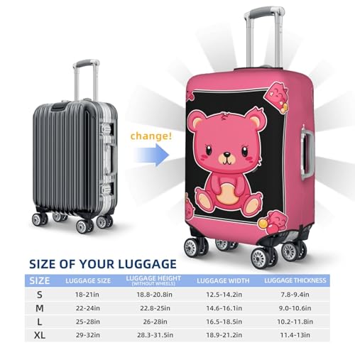 Travel Luggage Cover Cartoon Bear Suitcase Protector Elastic Washable Stretch Suitcase Protector Anti-Scratch Travel Suitcase Cover Fit 18-32 Inch Luggage2