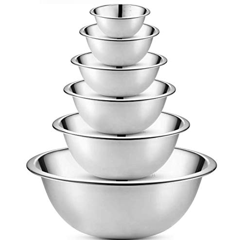 Klee 6-Piece Premium Stainless Steel Mixing Bowls with Laser Etched Measuring Lines (Set of 6)