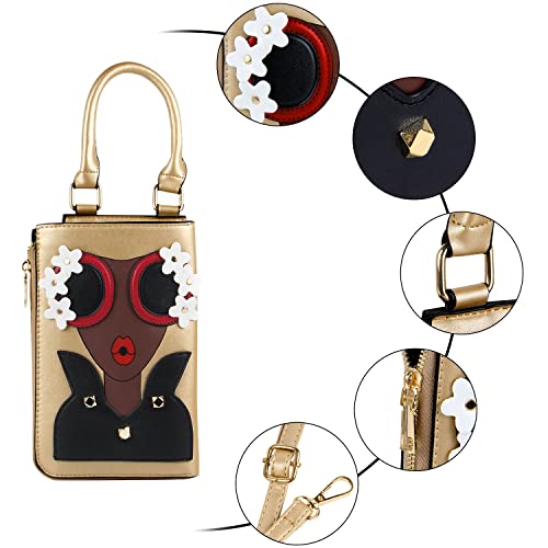 Kuang! Women Novelty Lady Face Shoulder Bags Funky Pu Leather Top Handle Satchel Handbags Clutch Purse For Women #TOP4
