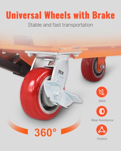 Image of VEVOR 1100 LBS Hydraulic Lift Table Cart with 11 inch-35.4 inch Lift Range, Hydraulic Scissor Cart with Non-Slip Pad & 4 Wheels, Manual Single Scissor Lift for Material Handling and Transportation