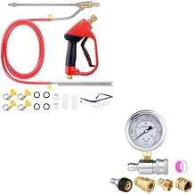 Pressure Washer Sand Gun Blaster Kit with Gauge & Adapter Set, 5000 PSI Sand Gun Blaster for Pressure Washer with 4 PCS Replacement Nozzle & 1/4 Quick Disconnect