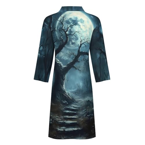 Bata de baño para hombre Moon Dark Forests hasta la rodilla fina 6