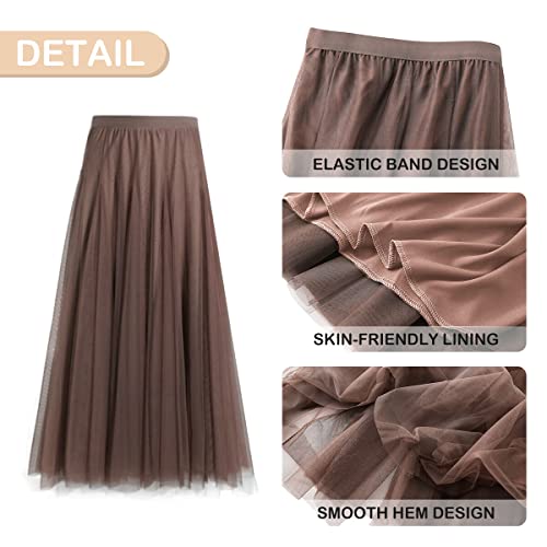 Tulle Skirts for Women Pleated Layered Tutu Skirt Ladies Elegant Flowy Long Skirts Bridesmaid Wedding Midi Skirt3