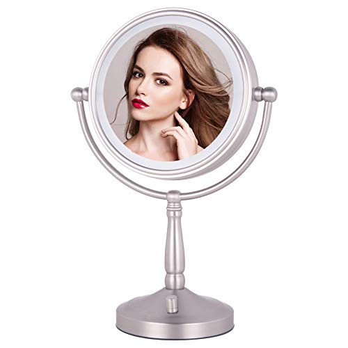 NIESO 8  Lighted Makeup Mirror, 10X Magnifying Mirror Brightness Adjustable, Cord & Cordless
