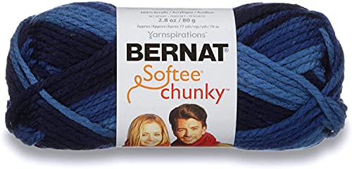 Image of Bernat Softee Chunky Yarn Super Bulky #6, Denim Ombre, 3 Skeins